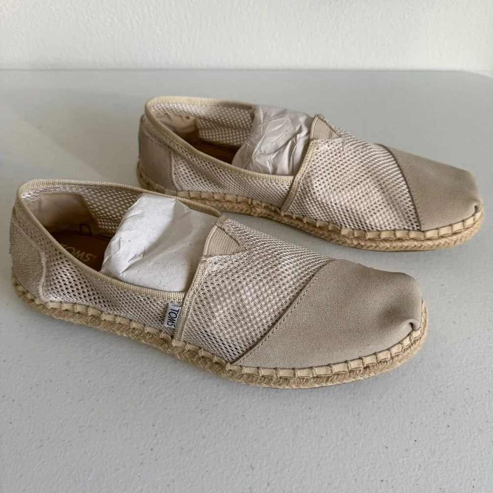 TOMS Alpargata Espadrille‎ Mesh and Suede Slip-On Cream Shoe Size 9